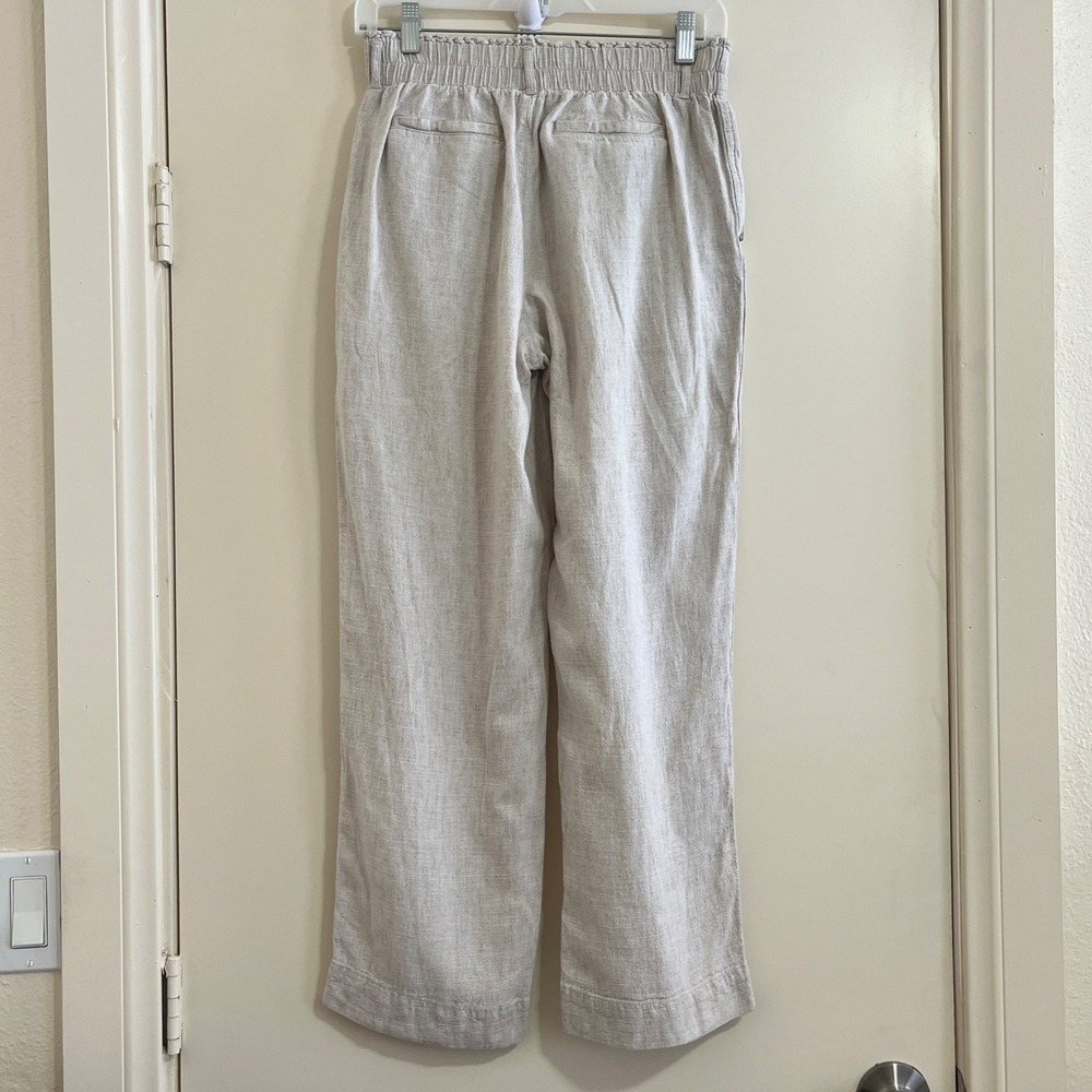 Briggs Women Linen Blend Pants Small Beige Stretch Waistband Lagenlook Vacation - Picture 2 of 8